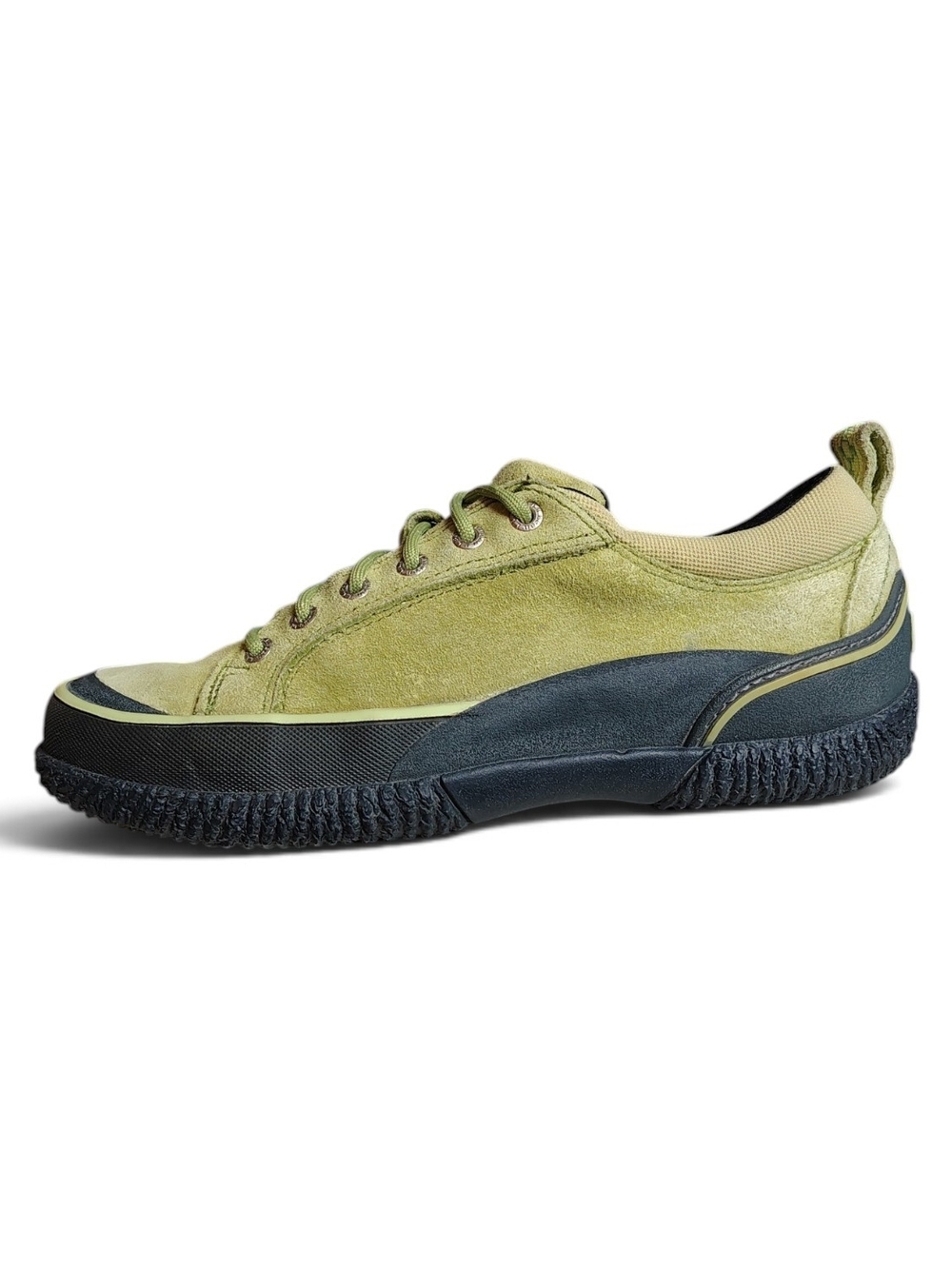 L.L. Bean Suede Waterproof Trail Sneakers Lime Green Rubber Toe Women's Size 9 M